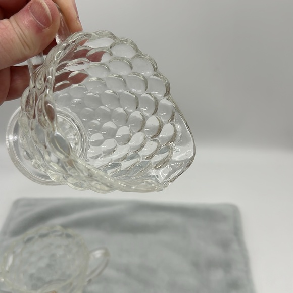 Anchor Hocking Vintage Bubble Pattern Clear Glass-Sugar Bowl & Creamer - Picture 6 of 10